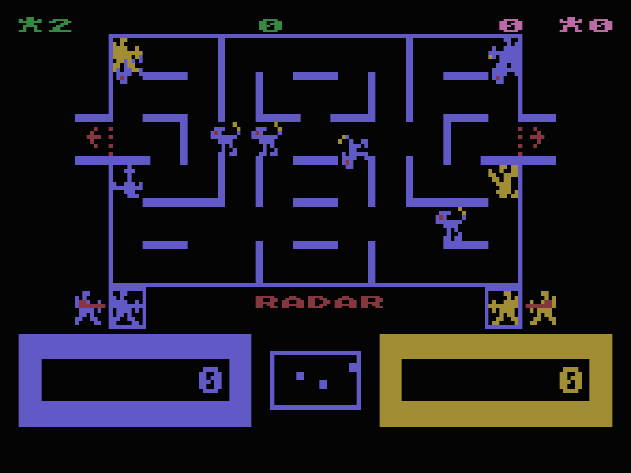 Wizard of Wor with four worriors