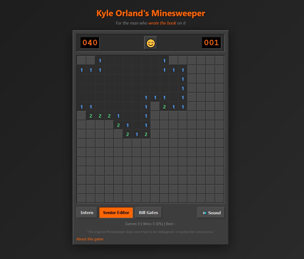 Minesweeper: Kyle Orland Edition